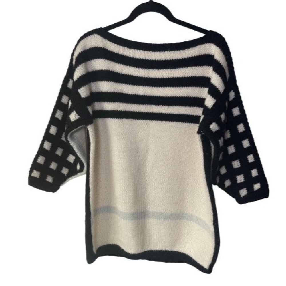 Vintage 100% Oversized Sweater Cream Black Size L - Picture 1 of 5